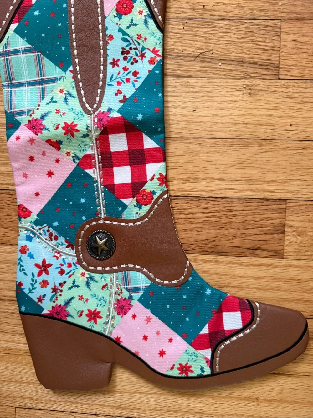 New retro Holiday floral Patchwork , cowboy boot stocking 20